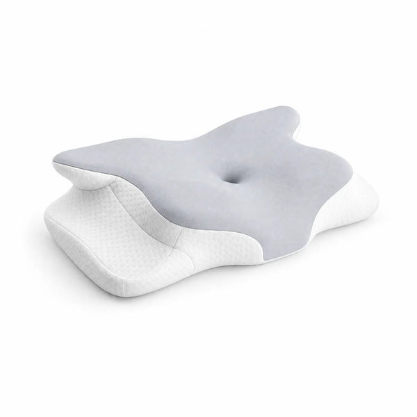 DARK GRAY | Cooling Memory Foam Pillow (66×40 cm), three-quarter view, gray top