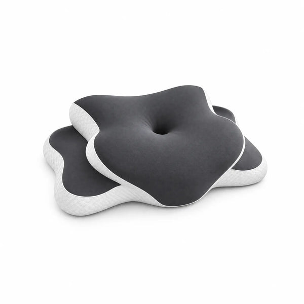 DARK GRAY | Butterfly Dual-Height Cervical Pillow, three-quarter view