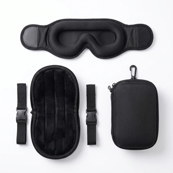 Upgrade Set | Blackout Sleep Mask & Neck Pillow Travel Set, set on white