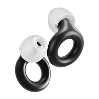 Black | Quiet Silicone Ear Plugs for Sleep & Motorcycling, pair three quarter