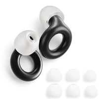 Black | Quiet Silicone Ear Plugs for Sleep & Motorcycling, set spare tips