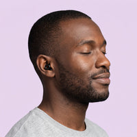 Black | Quiet Silicone Ear Plugs for Sleep & Motorcycling, worn, man portrait