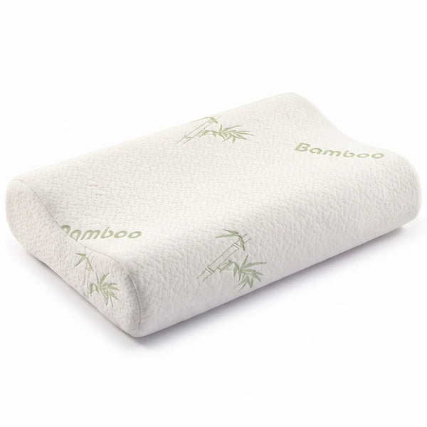 Bamboo Memory Foam Pillow with Zip Cover (50×30 cm), angled view