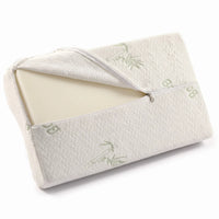 Bamboo Memory Foam Pillow with Zip Cover (50×30 cm), removable zip cover open, memory foam core