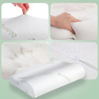 Bamboo Memory Foam Pillow with Zip Cover (50×30 cm), bamboo fabric and foam close-ups