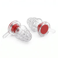 Red | High-Fidelity Concert Ear Plugs with Case, pair front and rear