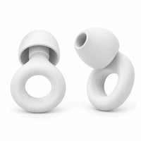 White | Soft Silicone Ear Plugs for Sleeping & Swimming, pair diagonal
