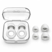 White | Soft Silicone Ear Plugs for Sleeping & Swimming, case and tips