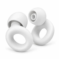 White | Soft Silicone Ear Plugs for Sleeping & Swimming, pair closeup