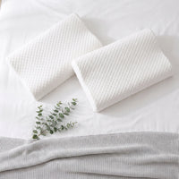 White | Orthopedic Memory Foam Pillow for Side Sleepers, two pillows on a bed