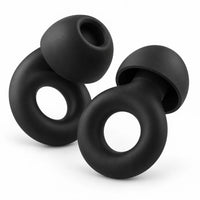 Black | Soft Silicone Ear Plugs for Sleeping & Swimming, pair closeup