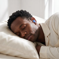Blue-04 | High-Fidelity Washable Silicone Ear Plugs, worn, asleep side