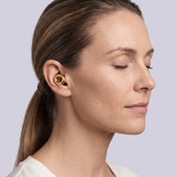 Golden | Quiet Silicone Ear Plugs for Sleep & Motorcycling, worn, woman