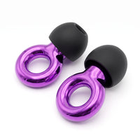 Purple | Quiet Silicone Ear Plugs for Sleep & Motorcycling, pair three quarter