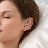 White-05 | High-Fidelity Washable Silicone Ear Plugs, worn, ear closeup