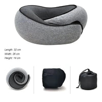 All colors | Roll-Up Memory Foam Travel Neck Pillow, dimensions 32 x 26 x 14 cm, rolled up and stored in the bag