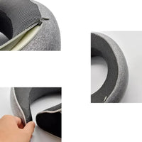 All colors | Roll-Up Memory Foam Travel Neck Pillow, zipper, contrasting seams and velcro details