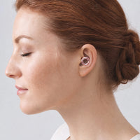 Pink | Quiet Silicone Ear Plugs for Sleep & Motorcycling, worn, woman