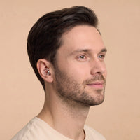Transparent | Quiet Silicone Ear Plugs for Sleep & Motorcycling, worn, man