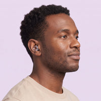 Transparent | Quiet Silicone Ear Plugs for Sleep & Motorcycling, worn, man portrait