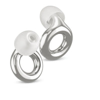 Silver 1 | Quiet Silicone Ear Plugs for Sleep & Motorcycling, pair three quarter