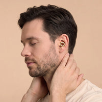 Golden 1 | Quiet Silicone Ear Plugs for Sleep & Motorcycling, worn, man