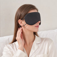 black | Ice Silk Cooling & Warming Sleep Mask, side view, ear loop strap
