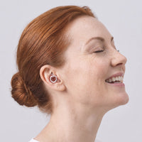 Pink 1 | Quiet Silicone Ear Plugs for Sleep & Motorcycling, worn, woman