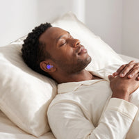 Purple-04 | High-Fidelity Washable Silicone Ear Plugs, worn, asleep back