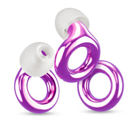 Purple 1 | Quiet Silicone Ear Plugs for Sleep & Motorcycling, pair three quarter