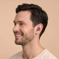 Purple 1 | Quiet Silicone Ear Plugs for Sleep & Motorcycling, worn, man