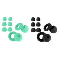 Green | Silicone Ear Plugs, 4 Sizes (XS–L), two sets with black pair