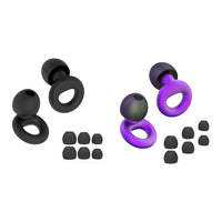 Metal Purple | Silicone Ear Plugs, 4 Sizes (XS–L), two sets with black pair