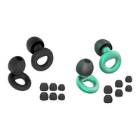Metal Green | Silicone Ear Plugs, 4 Sizes (XS–L), two sets with black pair