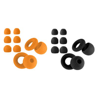 Orange | Silicone Ear Plugs, 4 Sizes (XS–L), two sets with black pair