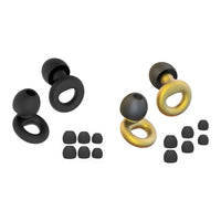Golden | Silicone Ear Plugs, 4 Sizes (XS–L), two sets with black pair