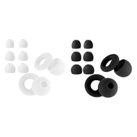 White | Silicone Ear Plugs, 4 Sizes (XS–L), two sets with black pair