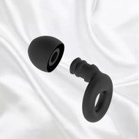 All colors | Silicone Ear Plugs, 4 Sizes (XS–L), ear plug parts on silk