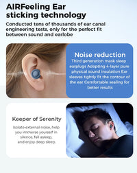 Semi-In-Ear Sleep Earplugs — 25 dB Noise Reduction, Soft Silicone, Reusable