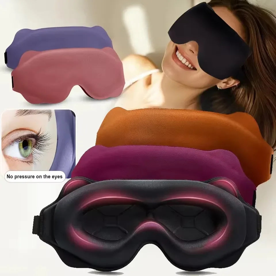 6D Contoured Sleep Mask — 100% Blackout, Zero Eye Pressure, Adjustable
