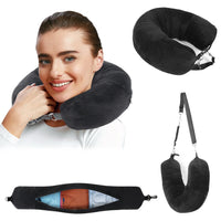 Fillable Velvet Travel Pillow Cover with Storage Bag - photo 1