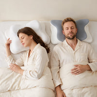 All colors | Cooling Memory Foam Pillow (66×40 cm), couple sleeping, white and gray pillows