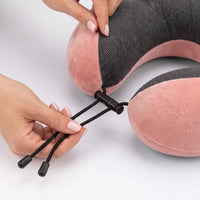 All colors | U-Shaped Memory Foam Airplane Neck Pillow, adjusting the cord lock, pink pillow