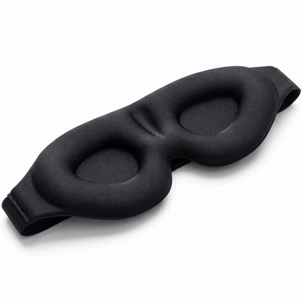 black | 3D Concave Cup Blackout Sleep Mask, three-quarter view, concave eye cups