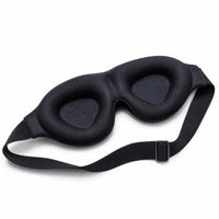 black | 3D Concave Cup Blackout Sleep Mask, three-quarter view from the inside, adjustable strap