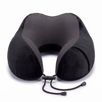 Black | U-Shaped Memory Foam Airplane Neck Pillow, front view
