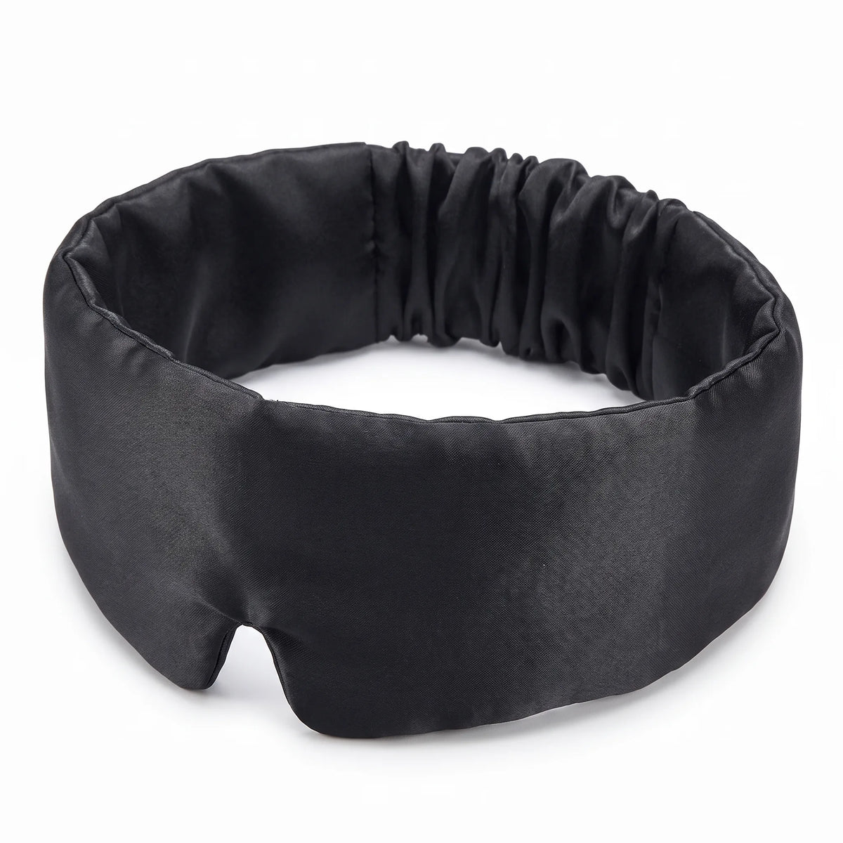 Black | Silk Satin Sleep Mask, three quarter