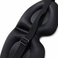 black | 3D Concave Cup Blackout Sleep Mask, close-up of the strap slider