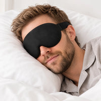black | 3D Concave Cup Blackout Sleep Mask, man sleeping on his side