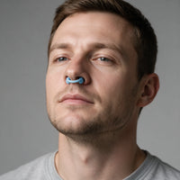 Blue | Silicone Nasal Dilator Nose Clip, worn, man